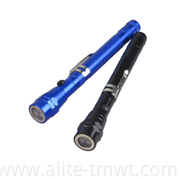 Magnetic Pick Up Tool Lamp Work Light 3 LED Blue Telescopic Torch